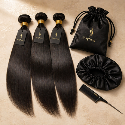 Pack Élégance Straight — 3 mèches lisses + accessoires | WigNess