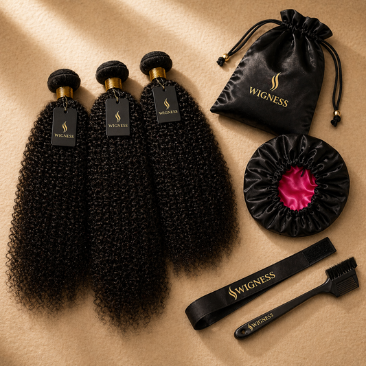 Pack Naturel Kinky — 3 mèches afro + accessoires | WigNess